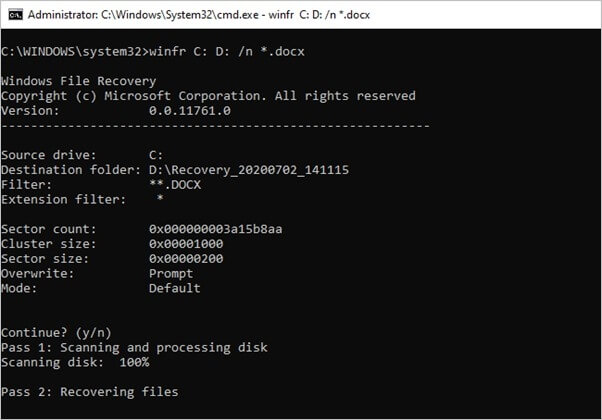 Pulihkan Fail Yang Dipadamkan Secara Kekal dalam Windows 11 Menggunakan CMD