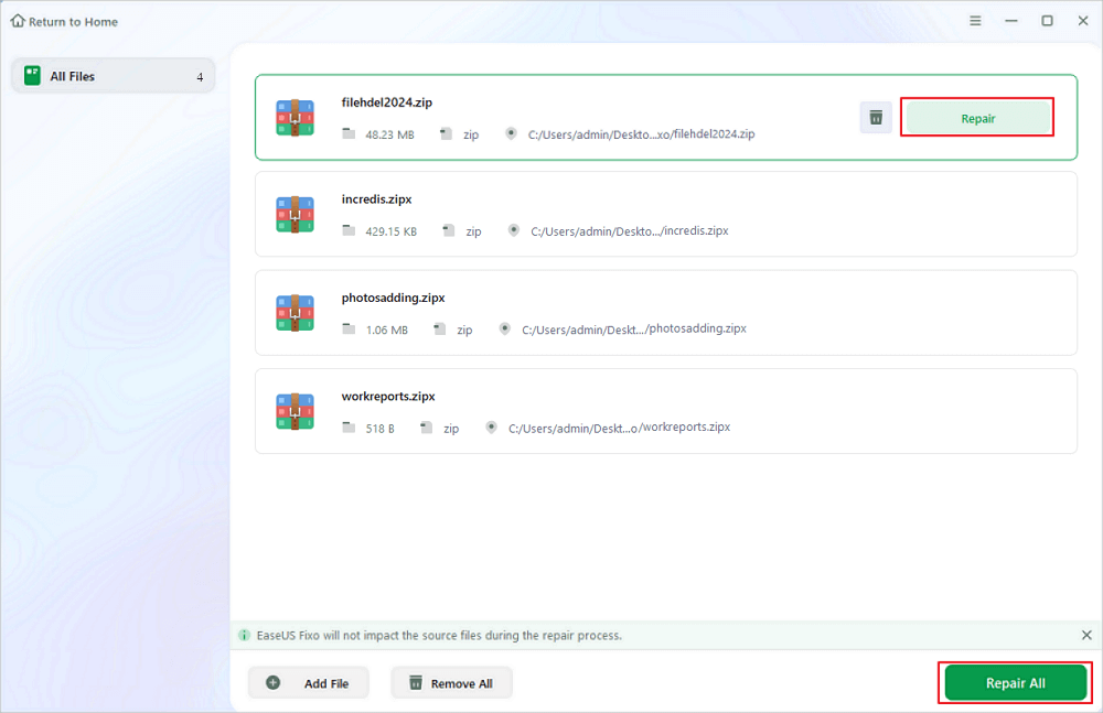 add corrupted zip files