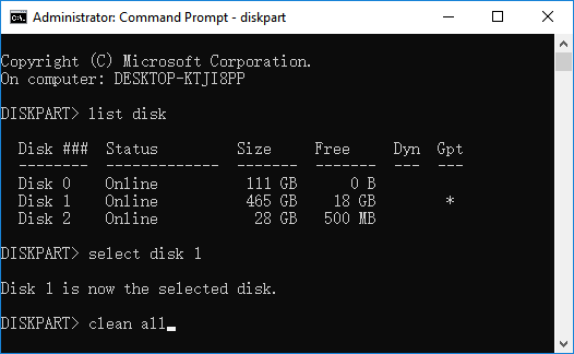 supprimer toute la partition