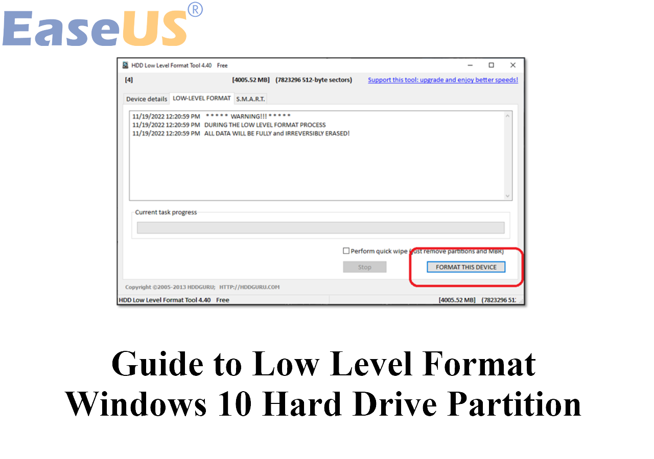 Images of low level format hard drive