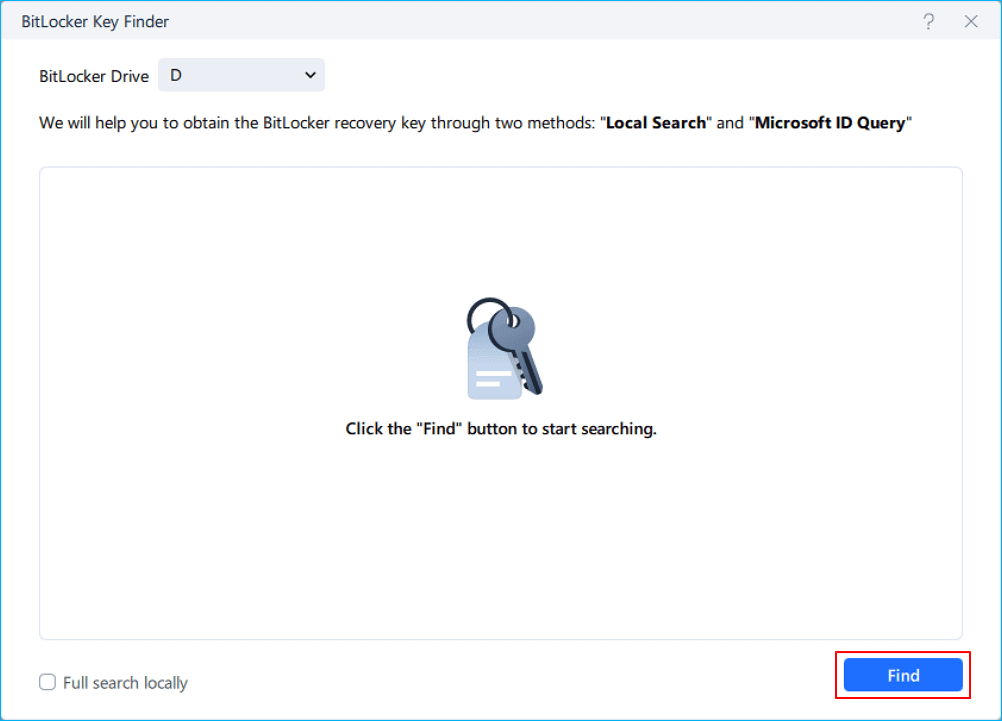 click find bitlocker recovery key