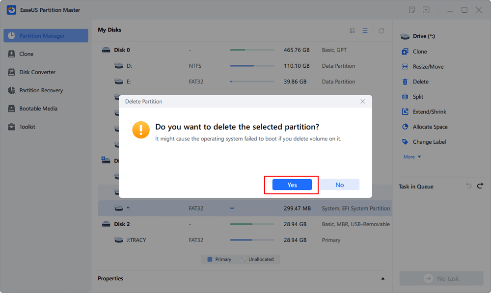 efi-Systempartition löschen Schritt 2