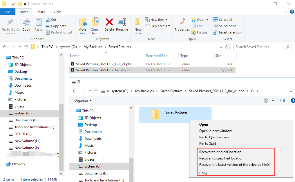 EaseUS Todo Backup Individual File Recover