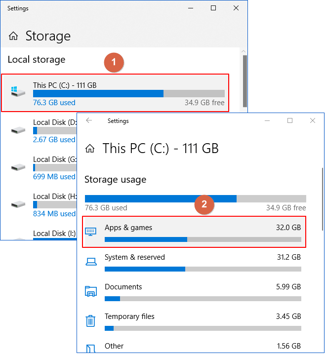 déplacer des programmes via les paramètres Windows