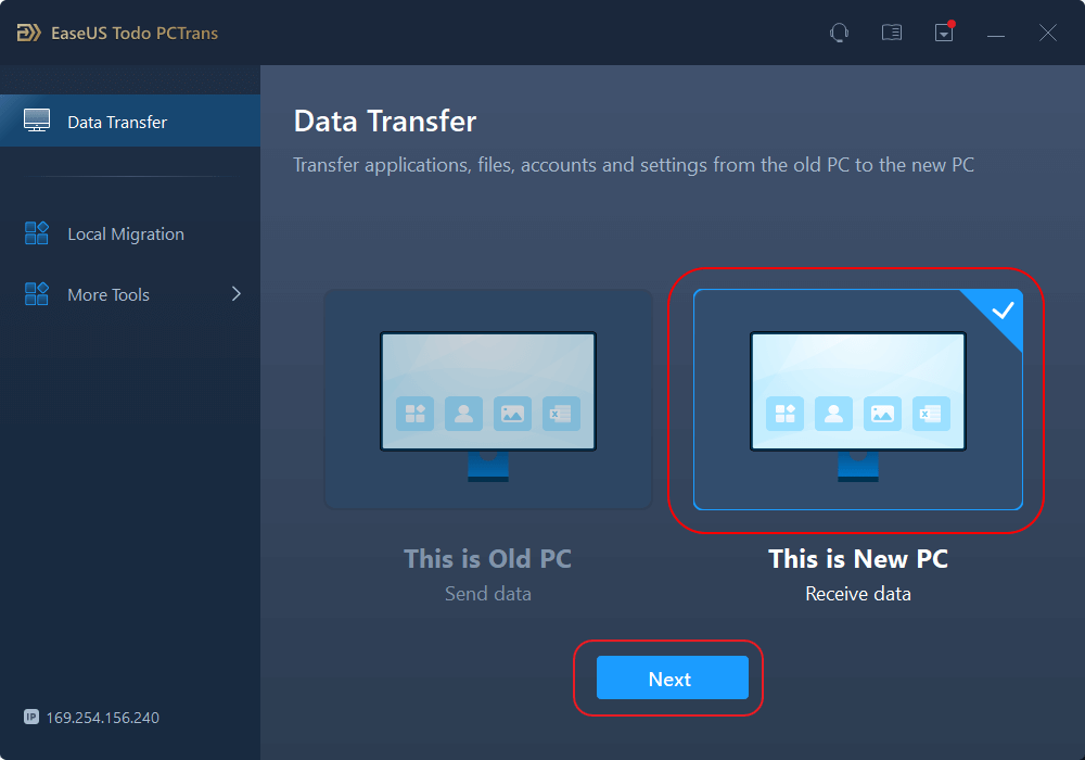network transfer on new pc